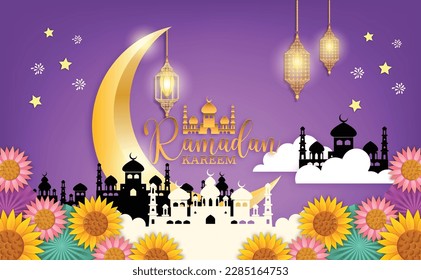 Eid Mubarak greeting Ramadan kareen vector Wishing for Islamic festival for banner, poster, background