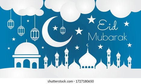 Eid Mubarak Greeting used for special event for Muslims and Arabic people