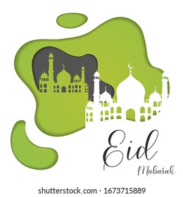 Eid Mubarak Greeting Vector Design with Liquid Style