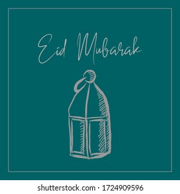 Eid Mubarak Greeting Vector with sketch illustration 
