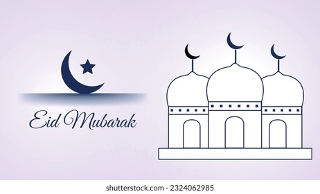 Eid Mubarak Greetings with Crescent Moon and Stars