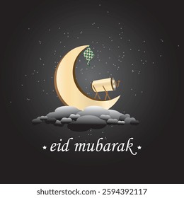 Eid Mubarak, Eid Mubarak greetings Happy Eid. Vector illustration