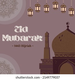 Eid mubarak greetings on pink background for Islamic special day
