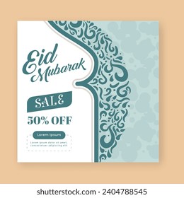 Eid Mubarak Greetings Post Vector Template Design