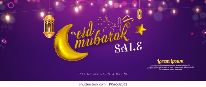 Eid Mubarak Greetings, Eid Sale Vector Banner Design 