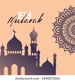 Plantilla de saludos de Eid Mubarak, 
Diseño islámico de Eid Mubarak 