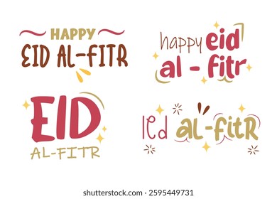 Eid mubarak greetings typography, islamic greeting vector set