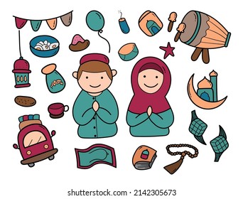 Eid Mubarak with Hand Drawn Doodle Style