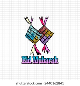 Eid Mubarak, hand drawn illustration