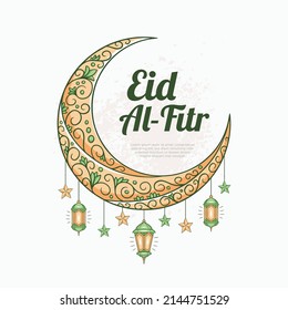 eid mubarak hand drawn islamic illustration banner background