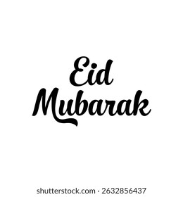 Eid Mubarak hand written lettering calligraphy typography, vector illustration