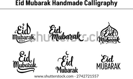 Eid Mubarak Handmade Calligraphy Vector Set