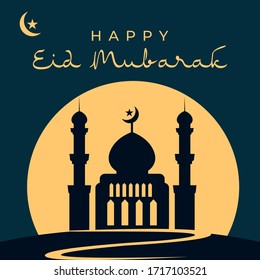 
Eid Mubarak Happy Eid background with mosque