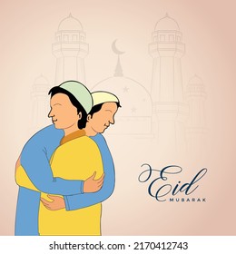 Eid Mubarak Hug Vector illustration