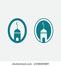eid mubarak icono logo islámico y ramdhan religión ilustración logo diseño vector