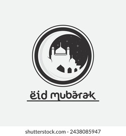 eid mubarak icon logo islamic and ramdhan religion illustration logo design vector