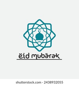 Eid Mubarak Icon Logo Islamische und Ramhan Religion Illustration Logo Design Vektor