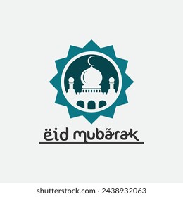 eid mubarak icono logo islámico y ramdhan religión ilustración logo diseño vector