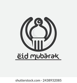 Eid Mubarak Icon Logo Islamische und Ramhan Religion Illustration Logo Design Vektor