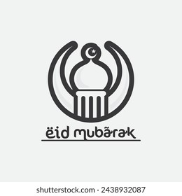 eid mubarak icon logo islamic and ramdhan religion illustration logo design vector