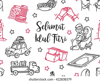 Eid Mubarak, Idul Fitri Festival Doodle Background