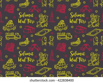 Eid mubarak, idul fitri festival doodle background