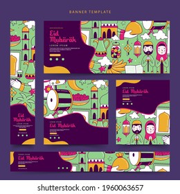 Eid Mubarak or Idul Fitri web banner template collection