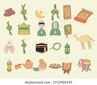 Vector de Colección de ilustración de Eid Mubarak 