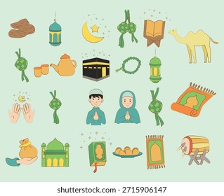 Vector de Colección de ilustración de Eid Mubarak 