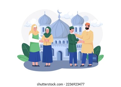 Eid Mubarak Illustration concept. A flat illustration isolated on white background