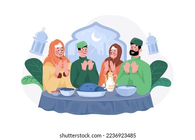 Eid Mubarak Illustration Konzept. Eine flache Illustration einzeln auf weißem Hintergrund