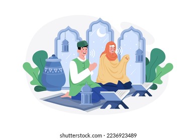 Eid Mubarak Illustration concept. A flat illustration isolated on white background