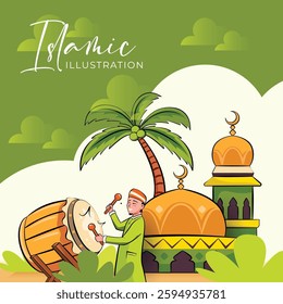 Eid Mubarak illustration design. Islamic background