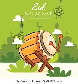 Eid Mubarak illustration design. Islamic background