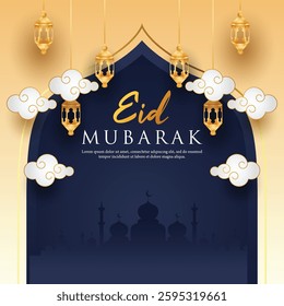 Eid Mubarak illustration design. Islamic background