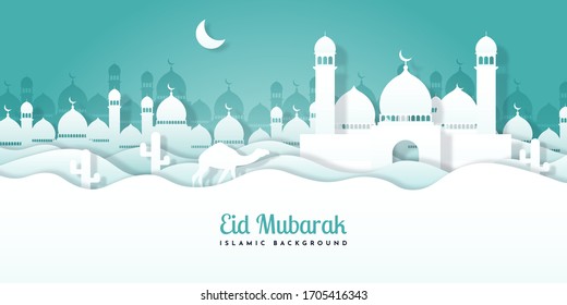 Diseño de plantilla de ilustración de Eid Mubarak. Vector Eps 10