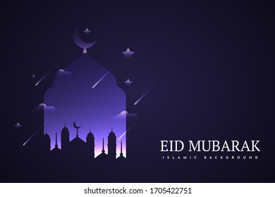 Eid Mubarak Illustration Template Design. Vector Eps 10