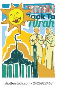 Eid mubarak ilustración tarjeta vectorial