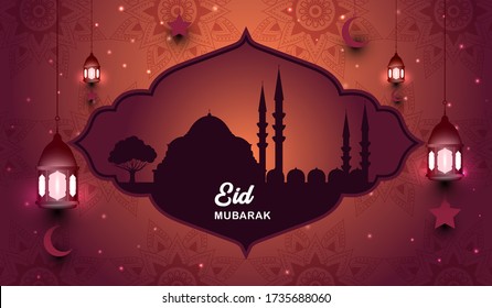 Eid Mubarak, Illustration Vektorgrafik von Eid Mubarak Hintergrund.