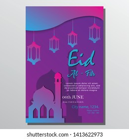 eid mubarak invitation, flyer,  poster , brochure template 