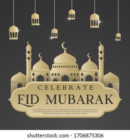 eid mubarak islamic background design with elegant style use for greeting card template and poster design 
