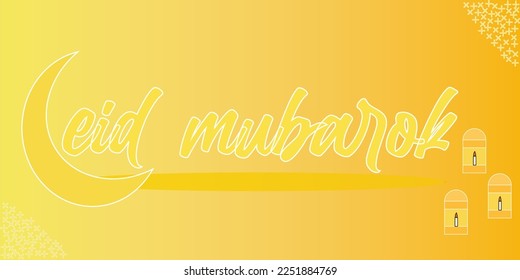 Eid Mubarak Islamic Background Template Greeting Card Vektor Illustration with Moon Stars and Latern Simple art Ramadan