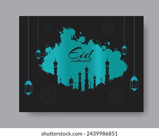 Eid Mubarak Islamic Background Template, Eid Al Fitr Template Design, Holy Day for Muslims, greeting background, eid mubarak template