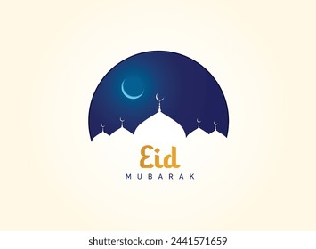 Eid Mubarak Islamic background template vector Illustration.