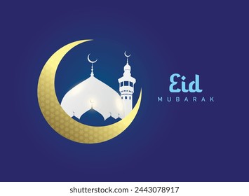 Eid Mubarak Islamic background template vector Illustration.