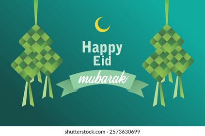 Eid Mubarak Islamic background template vector Illustration.