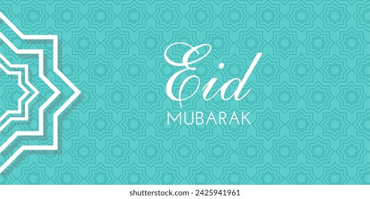 Eid Mubarak Islamic  Banner, card, poster, social media with Islamic Pattern on blue background for Ramadan. Vector illustration