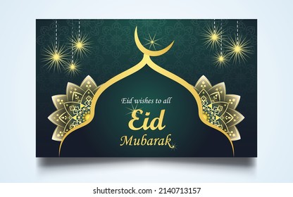 Eid Mubarak Islamic Banner Design vector template, This creative banner you can used HD wallpaper, Background in your business.