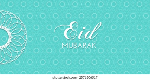 Eid Mubarak Islamic Banner with Islamic Pattern on blue background for Ramadan. Vector illustration