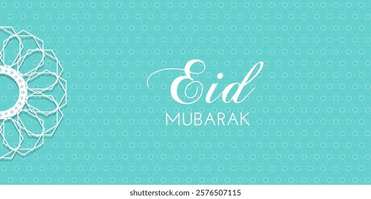 Eid Mubarak Islamic Banner with Islamic Pattern on blue background for Ramadan. Vector illustration